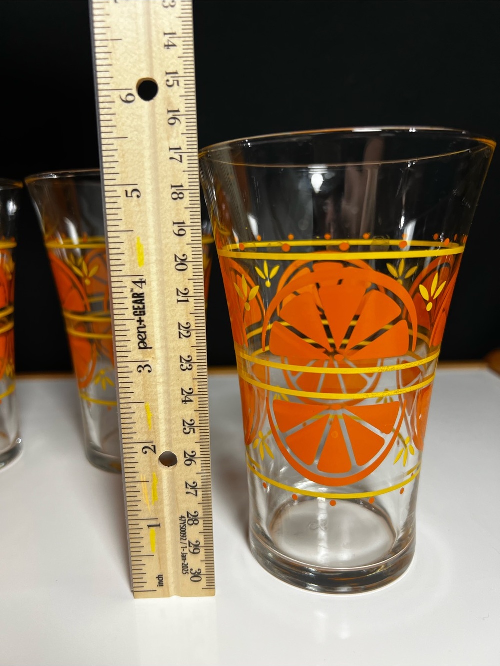 Vintage Libbey Mid Century Orange Slice Juice Glasses 6. - Picture 4 of 5